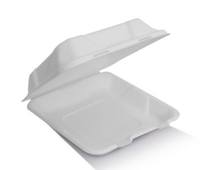 Wood Pulp Hinged Clamshell 8" x 8" x 3"